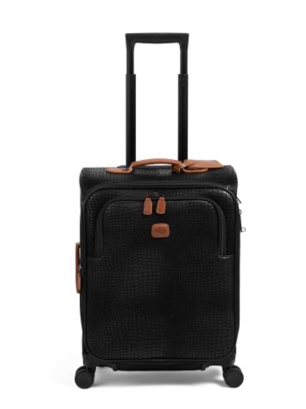 Bric's Black Spinner Carry-On with Tan Leather Trim